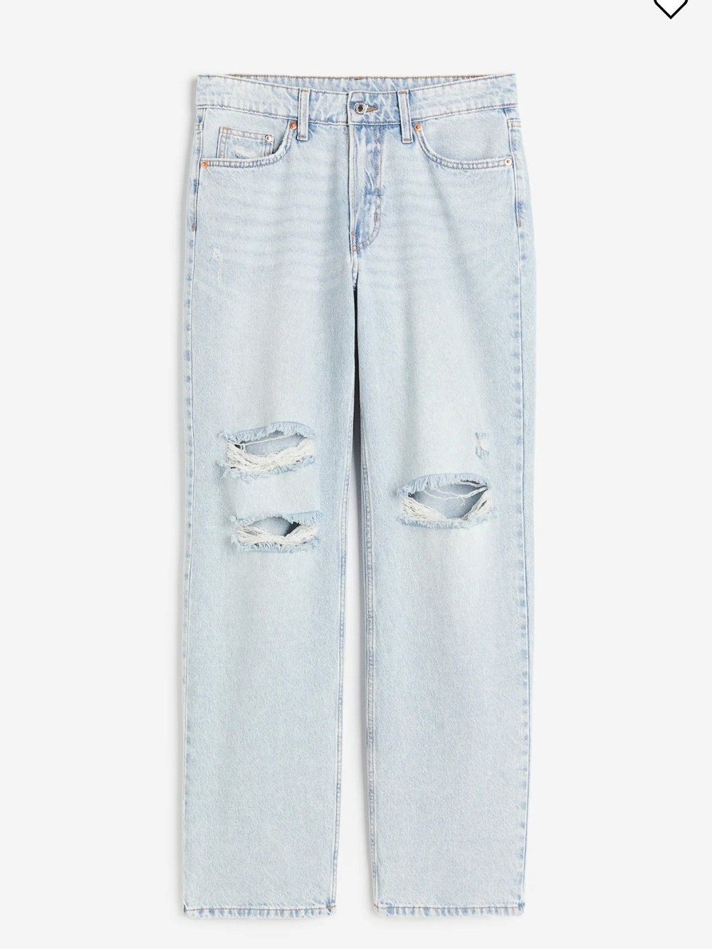 H&M Baggy Low Waist Distressed Jeans in Light Blue